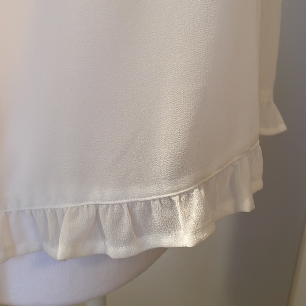 Elodie Women’s Cream Long Sleeve Sheer Top - size Large - Picture 4 of 9